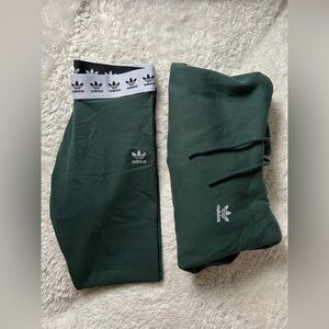 Adidas Army Green Leggings and Cropped Hoodie
